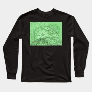 Green Zentangle Long Sleeve T-Shirt